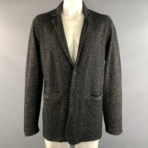 JOHN VARVATOS Size XXL Grey Black Knit Wool Linen Notch Lapel Jacket